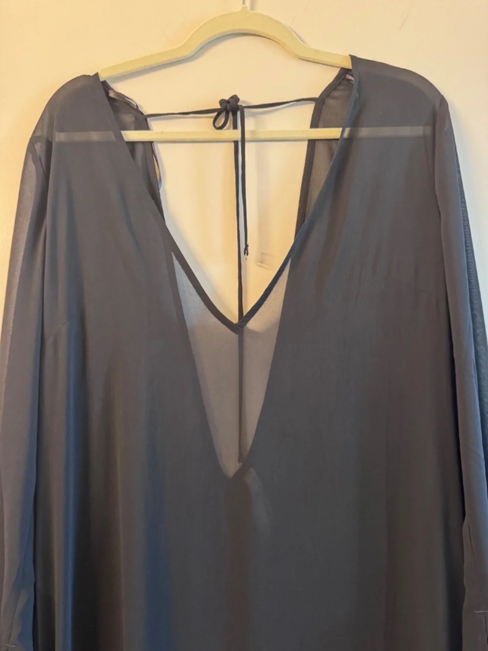 Victoria's Secret Swim Beachwear Sheer Crinkle Plunge Caftan Black
